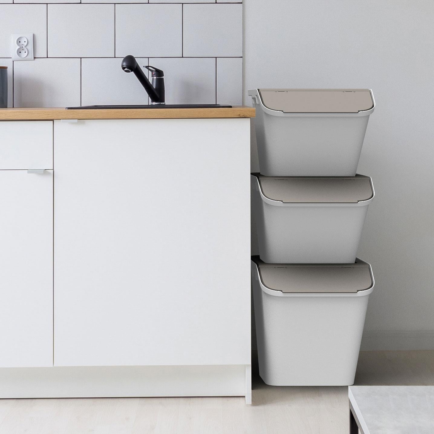Collect Stacking Lidded 37L Recycle Bin - Medium