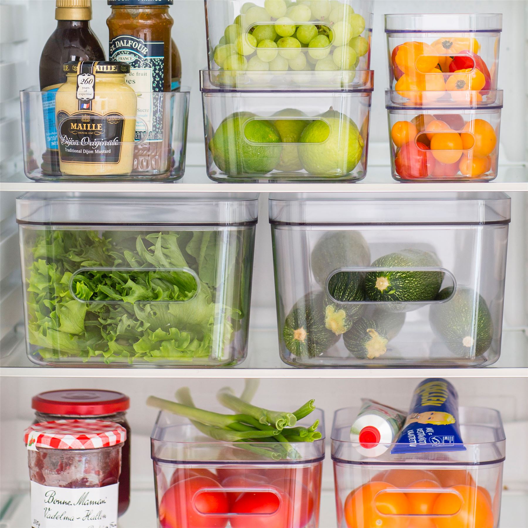 Medium Clear Stacking Lidded Fridge Storage Box