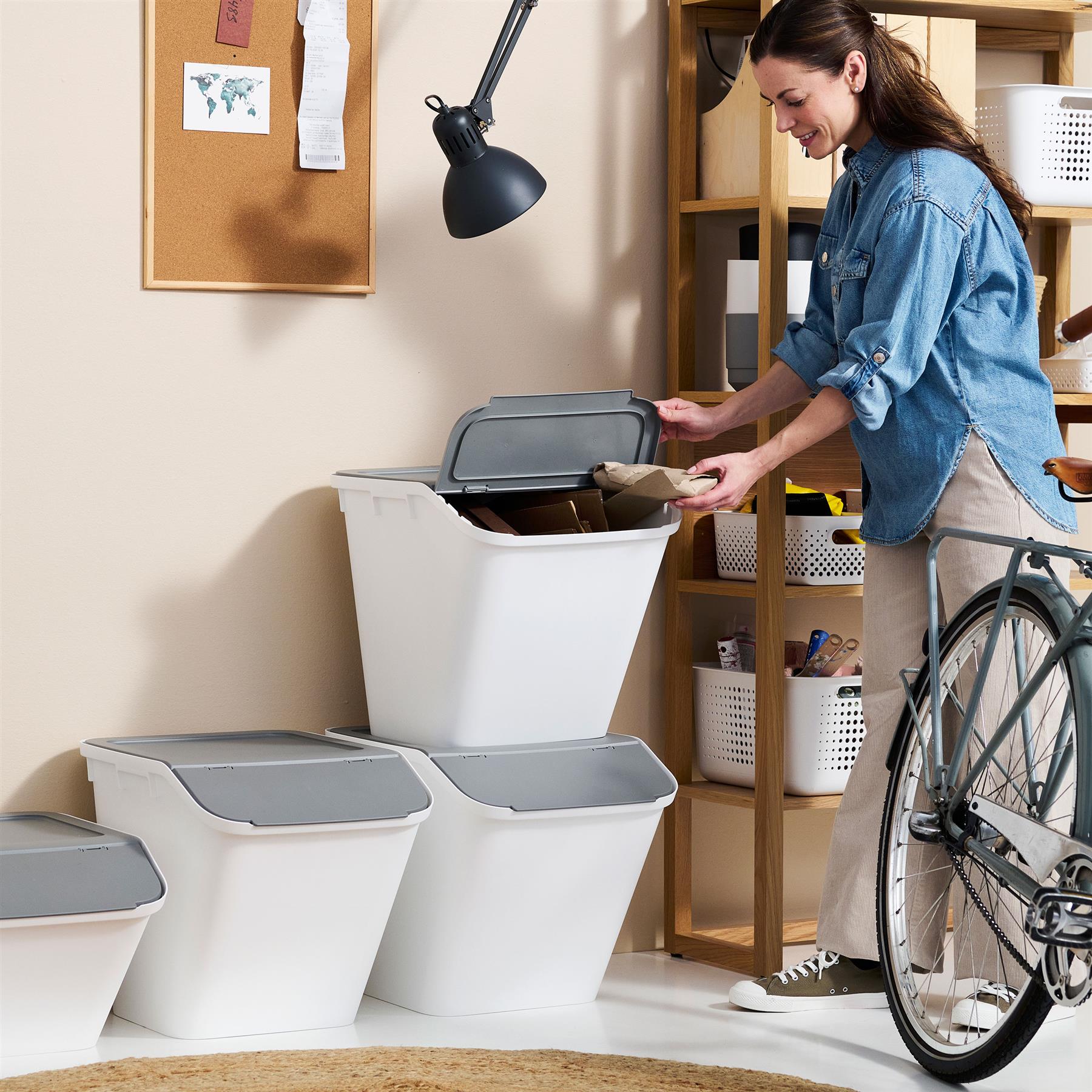 Collect Stacking Lidded Recycle Bin - Large