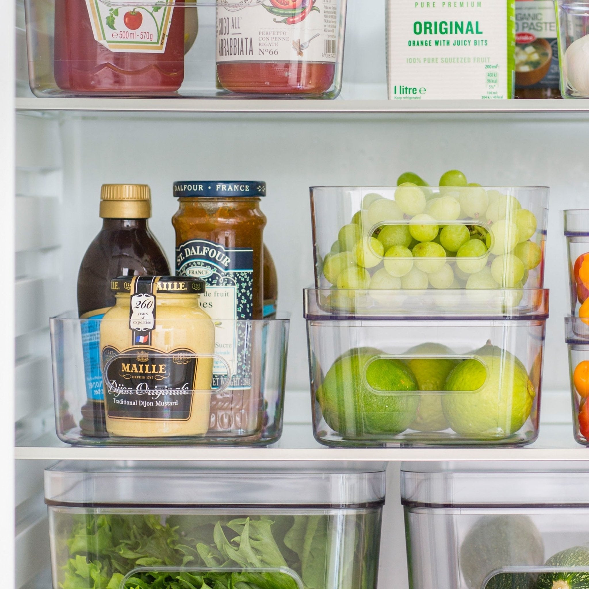 Medium Clear Stacking Lidded Fridge Storage Box