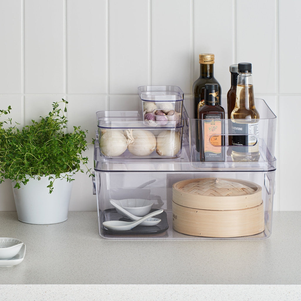 Medium Clear Stacking Lidded Fridge Storage Box