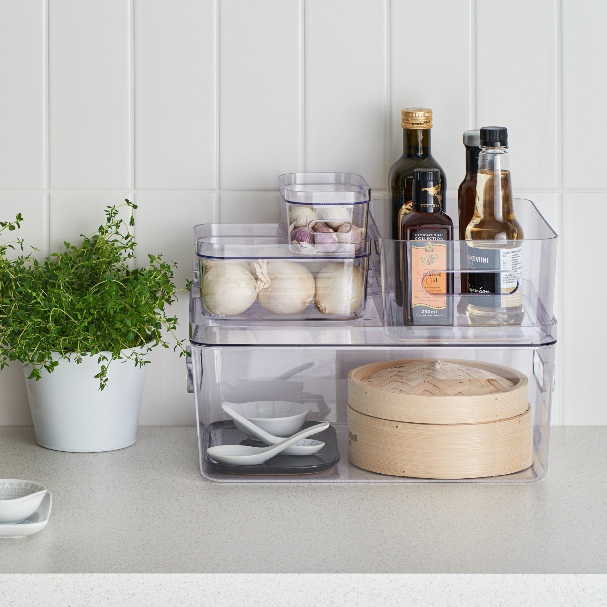 Medium Clear Stacking Lidded Fridge Storage Box
