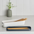 Slim Stacking Lidded Storage Box White Grey