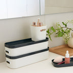 Slim Stacking Lidded Storage Box White Grey