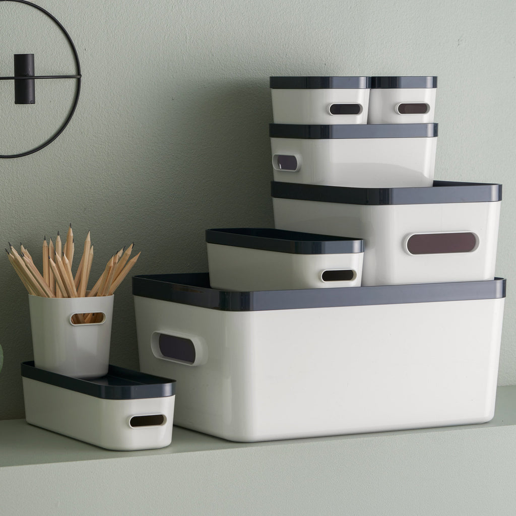 XS Stacking Lidded Storage Box White & Grey