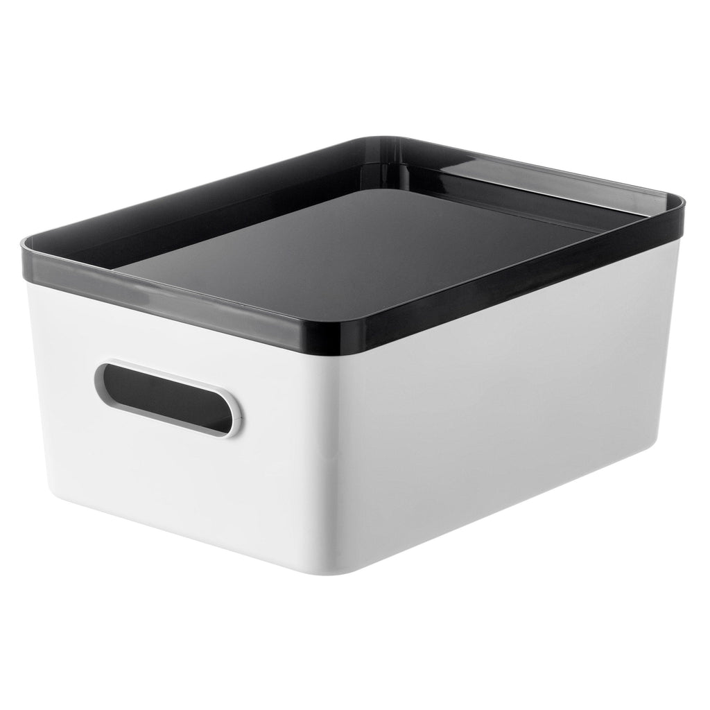 Large Stacking Lidded Storage Box White Grey